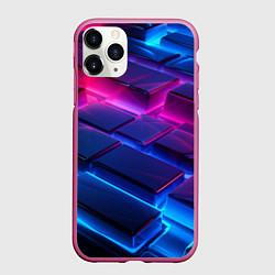 Чехол iPhone 11 Pro матовый Неоновые абстрактные слитки, цвет: 3D-малиновый