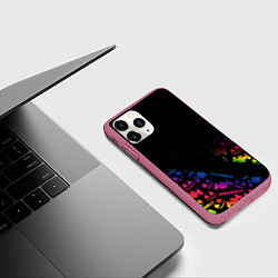 Чехол iPhone 11 Pro матовый Marshmello neon dj, цвет: 3D-малиновый — фото 2