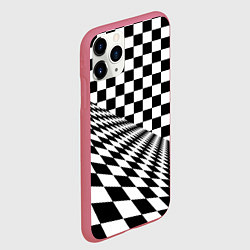 Чехол iPhone 11 Pro матовый Шахматная психоделика иллюзия, цвет: 3D-малиновый — фото 2