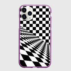 Чехол iPhone 11 Pro матовый Шахматная психоделика иллюзия, цвет: 3D-фиолетовый