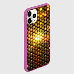 Чехол iPhone 11 Pro матовый Металлические соты - роскошный блеск золота, цвет: 3D-фиолетовый — фото 2