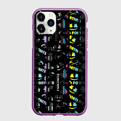 Чехол iPhone 11 Pro матовый Marshmello black fortnite, цвет: 3D-фиолетовый