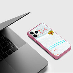 Чехол iPhone 11 Pro матовый Герб РФ броня текстура, цвет: 3D-малиновый — фото 2