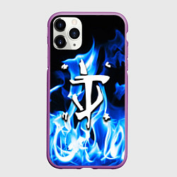 Чехол iPhone 11 Pro матовый Doom fire знак, цвет: 3D-фиолетовый