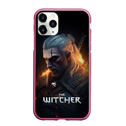 Чехол iPhone 11 Pro матовый The Witcher and fire, цвет: 3D-малиновый