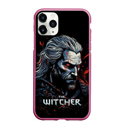 Чехол iPhone 11 Pro матовый The Witcher blood, цвет: 3D-малиновый