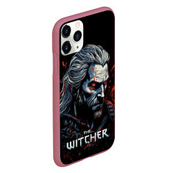 Чехол iPhone 11 Pro матовый The Witcher blood, цвет: 3D-малиновый — фото 2