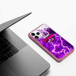 Чехол iPhone 11 Pro матовый Brawl stars storm neon, цвет: 3D-малиновый — фото 2