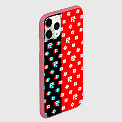 Чехол iPhone 11 Pro матовый Roblox glitch pattern, цвет: 3D-малиновый — фото 2
