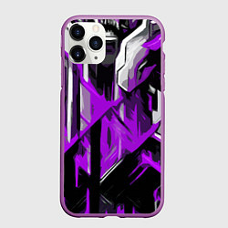 Чехол iPhone 11 Pro матовый White and purple abstraction on a black background, цвет: 3D-фиолетовый