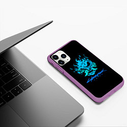 Чехол iPhone 11 Pro матовый Cyberpunk 2077 logo game, цвет: 3D-фиолетовый — фото 2