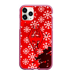 Чехол iPhone 11 Pro матовый Elder Scrolls winter steel, цвет: 3D-малиновый