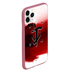 Чехол iPhone 11 Pro матовый Doom eternal logo краски, цвет: 3D-малиновый — фото 2