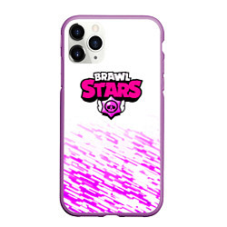 Чехол iPhone 11 Pro матовый Brawl stars neon texture, цвет: 3D-фиолетовый