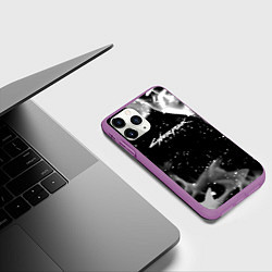 Чехол iPhone 11 Pro матовый Cyberpunk 2077 smoke, цвет: 3D-фиолетовый — фото 2