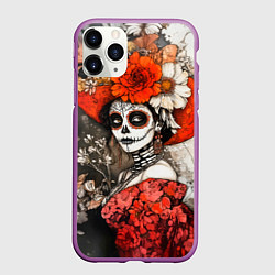 Чехол iPhone 11 Pro матовый Катрина в красном, цвет: 3D-фиолетовый
