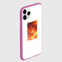 Чехол iPhone 11 Pro матовый Flame girl, цвет: 3D-фиолетовый — фото 2
