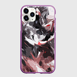 Чехол iPhone 11 Pro матовый Абстрактный узор черно-серый, цвет: 3D-фиолетовый