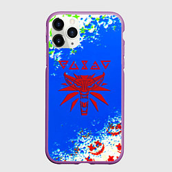 Чехол iPhone 11 Pro матовый The Witcher logo horror, цвет: 3D-фиолетовый