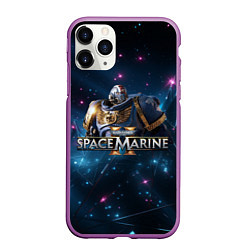 Чехол iPhone 11 Pro матовый Warhammer 40000 space marine 2 ультрамарин в броне, цвет: 3D-фиолетовый