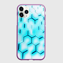 Чехол iPhone 11 Pro матовый Неоновая броня соты, цвет: 3D-фиолетовый