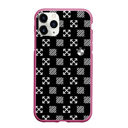 Чехол iPhone 11 Pro матовый BMW pattern, цвет: 3D-малиновый