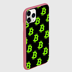 Чехол iPhone 11 Pro матовый Биткоин кислотные монеты, цвет: 3D-малиновый — фото 2