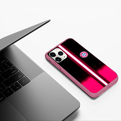 Чехол iPhone 11 Pro матовый Бавария Мюнхен текстура, цвет: 3D-малиновый — фото 2