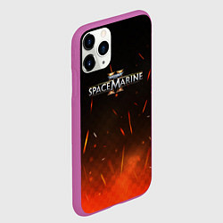 Чехол iPhone 11 Pro матовый Warhammer 40000 space marine 2 logo fire, цвет: 3D-фиолетовый — фото 2