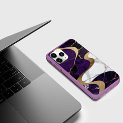 Чехол iPhone 11 Pro матовый Фиолетовый с белым и золотым, цвет: 3D-фиолетовый — фото 2