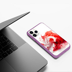 Чехол iPhone 11 Pro матовый Дракон на фоне красных гор, цвет: 3D-фиолетовый — фото 2