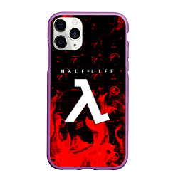 Чехол iPhone 11 Pro матовый Half life fire, цвет: 3D-фиолетовый