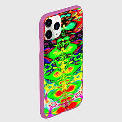 Чехол iPhone 11 Pro матовый Оптический фрактал кислота, цвет: 3D-фиолетовый — фото 2