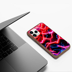 Чехол iPhone 11 Pro матовый Неоновые космические разряды - нейроарт, цвет: 3D-коричневый — фото 2