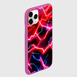 Чехол iPhone 11 Pro матовый Неоновые космические разряды - нейроарт, цвет: 3D-фиолетовый — фото 2