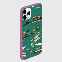 Чехол iPhone 11 Pro матовый Осенний городской парк, цвет: 3D-фиолетовый — фото 2