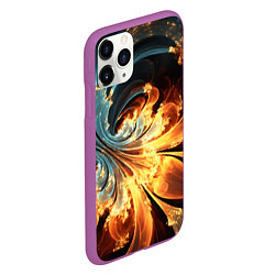 Чехол iPhone 11 Pro матовый Абстрактный фрактал, цвет: 3D-фиолетовый — фото 2