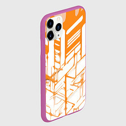 Чехол iPhone 11 Pro матовый Агрессивные оранжевые полосы на белом фоне, цвет: 3D-фиолетовый — фото 2