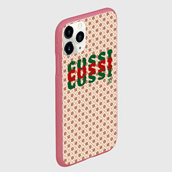 Чехол iPhone 11 Pro матовый Гусси - надпись цветная, цвет: 3D-малиновый — фото 2