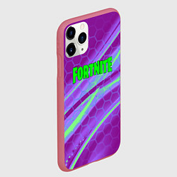 Чехол iPhone 11 Pro матовый Fortnite game neon hexagon, цвет: 3D-малиновый — фото 2