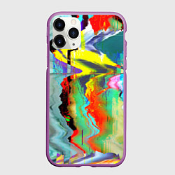 Чехол iPhone 11 Pro матовый Текстура глитч краски, цвет: 3D-фиолетовый
