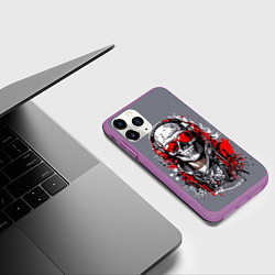 Чехол iPhone 11 Pro матовый Череп абстракция, цвет: 3D-фиолетовый — фото 2