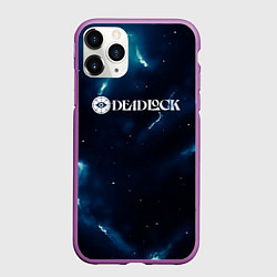 Чехол iPhone 11 Pro матовый Deadlock logo синие молнии, цвет: 3D-фиолетовый