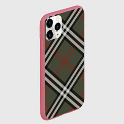 Чехол iPhone 11 Pro матовый Стильная клетка - милитари, крупно, цвет: 3D-малиновый — фото 2