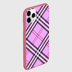 Чехол iPhone 11 Pro матовый Стильная клетка - крупно, цвет: 3D-малиновый — фото 2