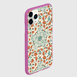 Чехол iPhone 11 Pro матовый Цветочный узор калейдоскоп, цвет: 3D-фиолетовый — фото 2
