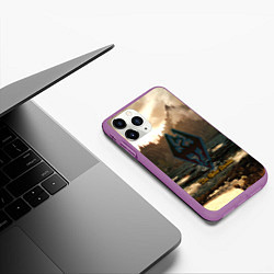 Чехол iPhone 11 Pro матовый Skyrim logo природа, цвет: 3D-фиолетовый — фото 2