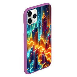 Чехол iPhone 11 Pro матовый Neon metropolis - vaporwave, цвет: 3D-фиолетовый — фото 2