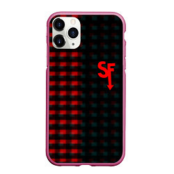 Чехол iPhone 11 Pro матовый Sally face текстура глитч, цвет: 3D-малиновый