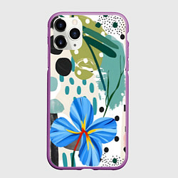 Чехол iPhone 11 Pro матовый Цветы горошек абстракция, цвет: 3D-фиолетовый